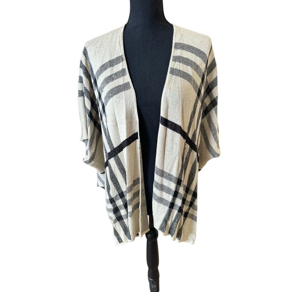Sweet & Sinful Neutral Plaid Cardigan Wrap - M